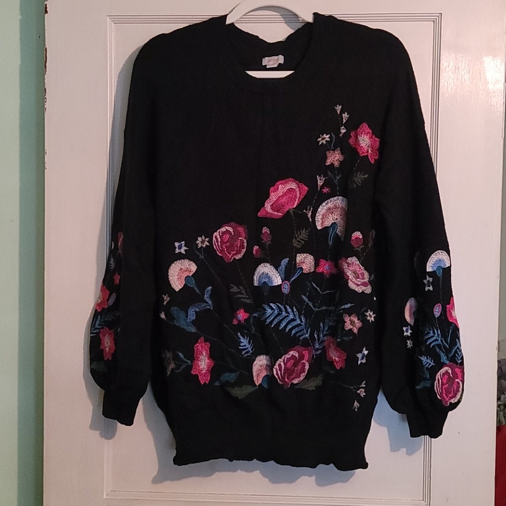 Gorgeous floral embroidered sweater.